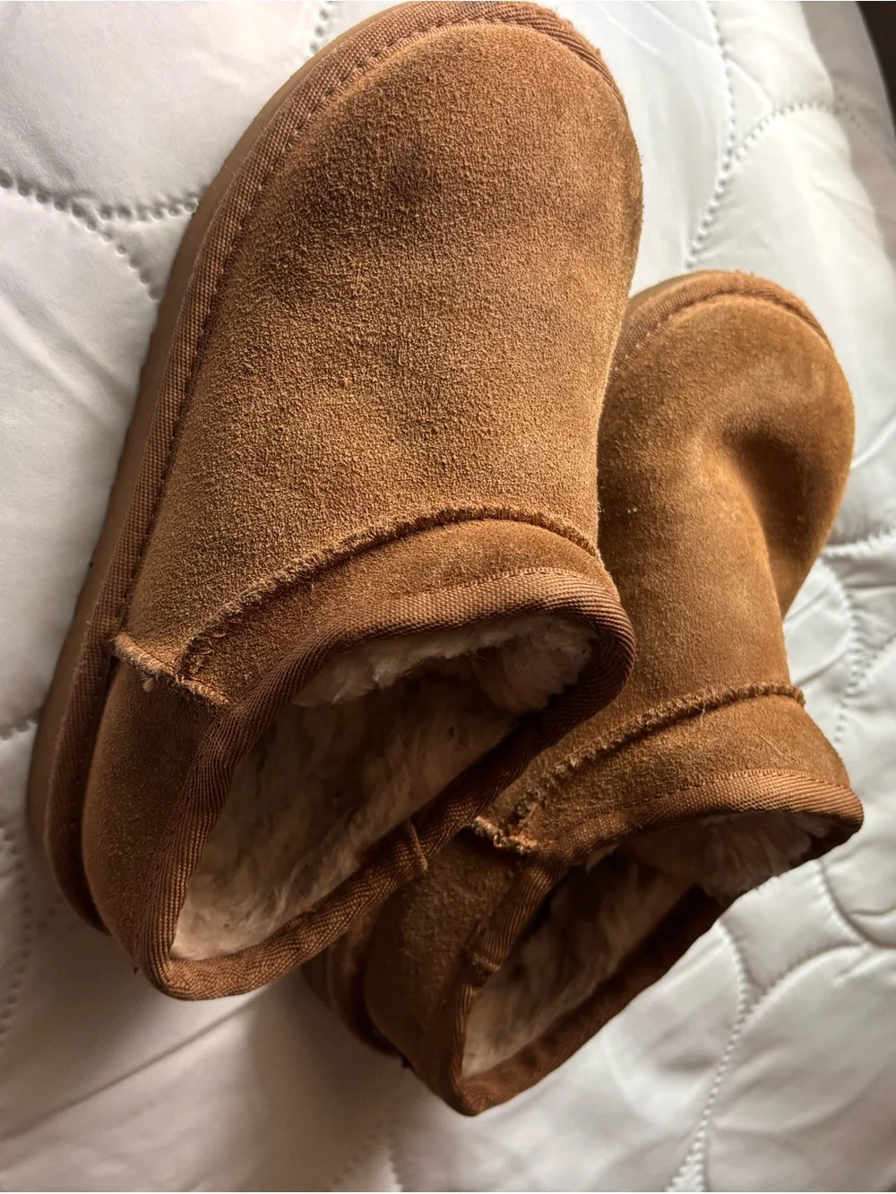 UGG Kids Chestnut Brown Suede Slip-On Slippers